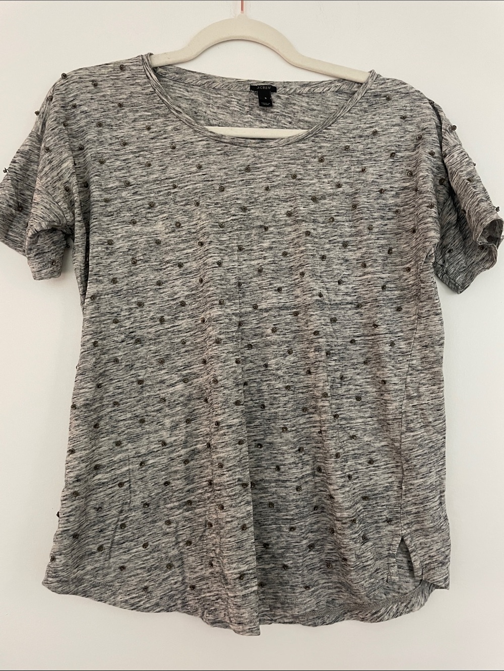 Grey Short Sleeve Studded Tee - Women